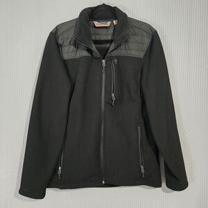 Free Country Mens Black Full Zip Fleece Quilted Chore Jacket Size S Heavyweight